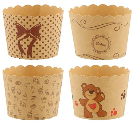 200 Pezzi Pirottini Cupcake Pirottini per Muffin in Carta, Stampi per Dolci per Pasticceria Dessert, Bicchiere di Carta Kraft per Panifici, Catering, Matrimoni e Compleanni