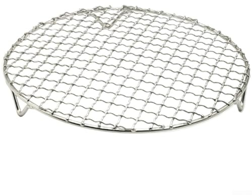 Runt grillställ i rostfritt stål för luftfritös med robusta stödben, kompatibel med olika matlagningsmetoder som bakning och grillning (22,5 cm)