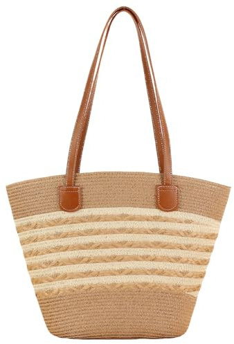 Pahajim Bolsa Playa Mujer Grande Tote Bag Bolso Rafia Verano Bolso de Hombro para Verano Playa Vacaciones
