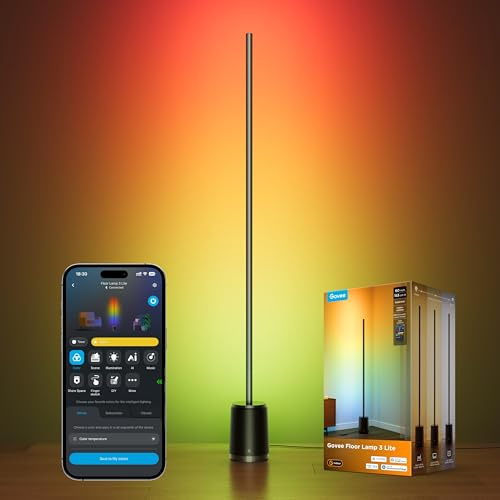 Govee Lampada da Terra 3 Lite RGBICWW, 1400lm Piantana Moderna Nero 152cm