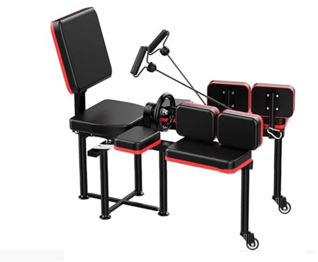 Máquina De Prensa Piernas For Trabajo Pesado, Dividida 330 Libras, Equipo Estiramiento Ajustable 0-180°, con Respaldo Y Ruedas, For Yoga En Casa, Gimnasio Fitness
