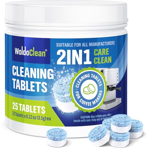 WoldoClean Pastillas de limpieza de 2 fases para cafeteras automáticas - 25 unidades, compatibles con programas automáticos