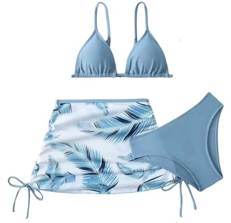 Bikini para niña con falda para playa, fiesta en la piscina, ropa de verano, adecuado para el día a día, ocio, actividades al aire libre, recomendado para niños de 3 a 12 años