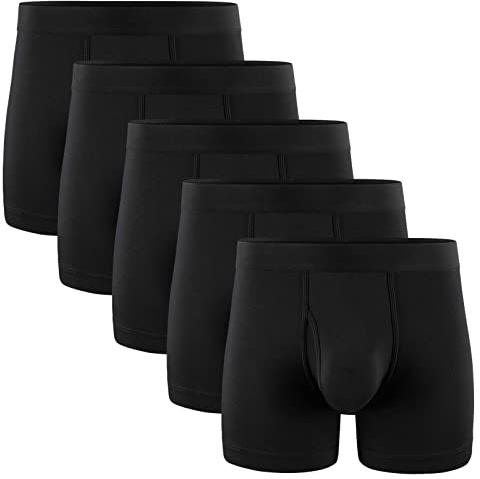 5Mayi Mens Underwear Boxer Briefs for Men Cotton Men's Boxer Briefs Black Pack of 5 M