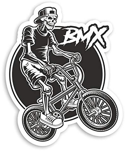 2 x 10 cm skelettcyklist vinylklistermärken – cykel BMX laptopklistermärke #20751 (10 cm hög)