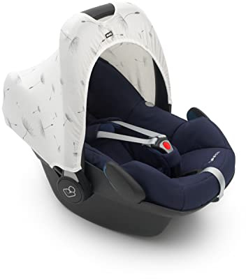 Dooky Hoody auvent de protection solaire pour porte-bébés ou poussettes (design : Dandelion, avec protection UV 40+, groupe d'âge 0+, convient à la plupart des marques), blanc