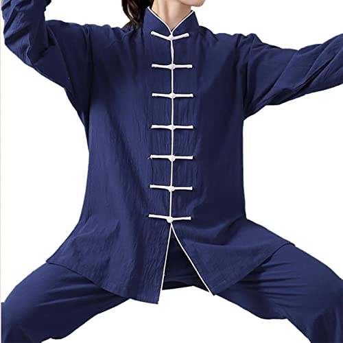 HFCY Chinese Traditional Tai Chi Uniforms Uniforme Qi Gong E Kung Fu Donna Uomo Uniforme Tradizionale per Arti Marziali,Blue-L