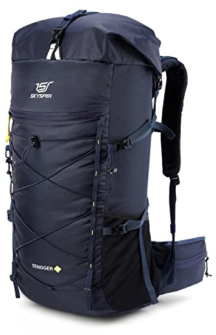 SKYSPER Hiking Backpack 50L Rucksack - Roll Top Backpacking Backpack Lightweight Camping Travel Pack for Men Women