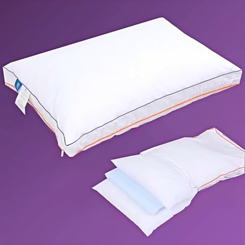 SCHNAUZER HOME Cuscini regolabili a 3 strati per dormire, in memory foam rinfrescante, per dormire, pancia e schiena, 100% morbido cotone, lavabile rimovibile