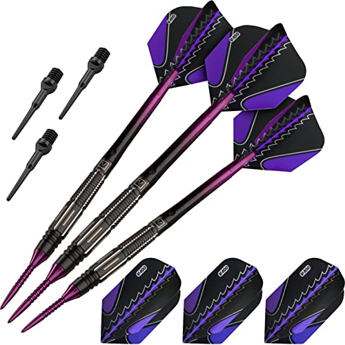 Viper Black Flux 90% Tungsten Conversion Darts, Professional Darts Steel Tip and Soft Tip Dart Set for Sisal and Electronic Dartboards, 20 Grams
