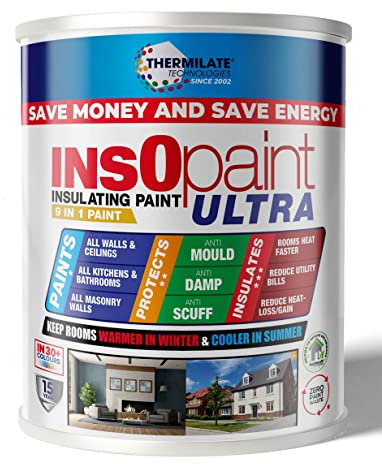 Thermilate InsOpaint Ultra 5L Dove Grey Made in UK - Insulating Anti-Damp & Anti-Mould Paint for Walls & Ceilings – Energy-Saving Emulsion Keeps Rooms Warmer in Winter & Cooler in Summer