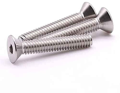 3/8-16 x 3 inch Flat Head Socket Cap Screws, Countersunk Head, Allen Hex Drive, 304 Stainless Steel 18-8, Full Machine Thread, Bright Finish, 10 pcs