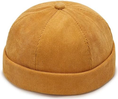 Faringoto 8 Piezas Gorras sin Visera para Hombre Sombreros Docker Gorras sin Borde Sombreros Vintage Gorras Skullies Gorro de Calle Gorro Beanie Sombreros Hip Hop, Amarillo, One Size