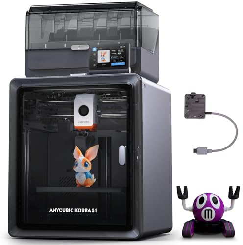 ANYCUBIC Kobra S1 Combo Impresora 3D, Secado e Impresión en Uno,Impresión Multicolor Ultrarrápida de 4 u 8 Colores,600 mm/s,Adecuada para Filamentos Principales,Tamaño de Impresión 250x250x250mm