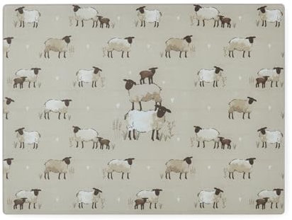 Cooksmart Highland Sheep Glass Worktop Saver | British Designed Tempered Glass Chopping Board | Heat-Resistant Kitchen Protector | Rustic Sheep & Nature Print | Durable & Stylish Worktop Protection