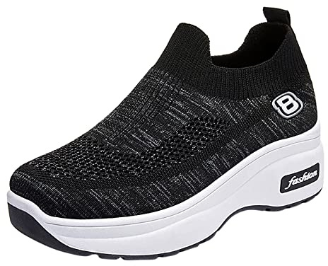 Scarpe Ortopedico Donna Sneakers, Sneakers Mesh Ortopedici Morbida Cuscino D'aria Scarpe Sportive Zeppa Spessore Suola Sandali Estive a Punta Chiusa Antiscivolo Sandalo Da Passeggio Casual Comode