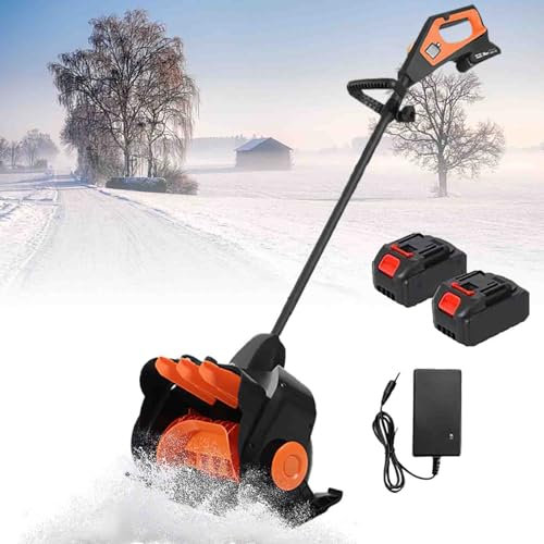 Pala da neve elettrica senza fili, 23000 giri/min, larghezza di pulizia 41 cm, distanza di lancio 6 m, include 2 batterie da 21 V, palmare per vialetto e patio