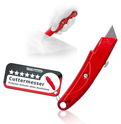 ToolSpace Couteau Universel Robuste avec Boîtier en Aluminium 155 mm Couteau Pliant Multifonction Professionnel avec Lames en Acier Inoxydable pour Papier Carton Moquette Cutter de Sécurité