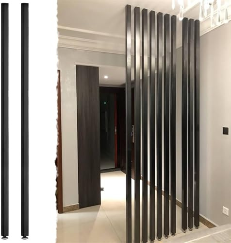 Divisorio personalizzabile con cornice nera, 2 pezzi, a doghe in legno dal pavimento al soffitto, divisorio per letto, soggiorno e cubicolo, elegante soluzione di separazione (155 cm)