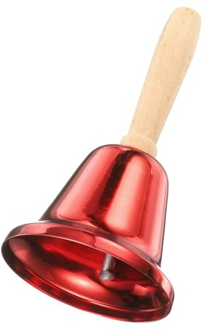 QUARKZMAN Campanilla Pequeña De Mano 2.36 Timbre De Servicio con Mango De Madera para Fiestas Navideñas Restaurantes Cenas Adiestramiento De Animales Decoración del Hogar Acabado En Rojo