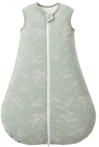 LULUMONKEY Baby Sleeping Bag 1.5 Tog 6-18 Months, 100% Cotton Newborn Sleep Sack Baby Wearable Blanket, Leaves