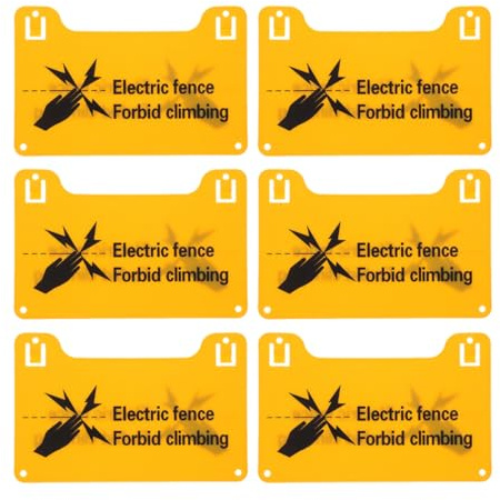 Veemoon Lot de 6 Panneaux Avertissement pour Clôture Électrique 20 X 12,8 Cm en Plastique Pré-percé, Couleurs Vives, Signalisation de Danger Haute Tension pour Sécurité Agricole, Maison