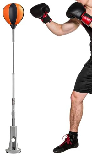 Punching Bag with Stand for Adults & Teens, Height Adjustable Free Standing | Speed Ball with Strong Suction Base, Heavy Duty PU Training Bag for Home Gym Fitness & Stress Relief