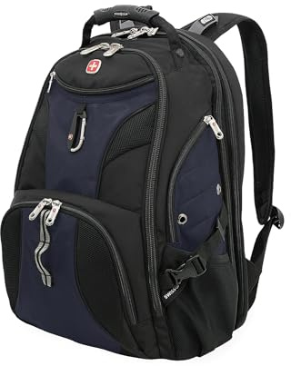 SWISSGEAR 1900 ScanSmart TSA Laptop Backpack Fits 17 Inch Laptop with RFID Protection and Tablet Pocket, Blue/Black, 19-Inch