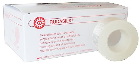 Noba Rudasilk Fixierplaster ohne Seitenscheiben (2,50 cm x 9,14 m, 1 Pack x 12 Rollen)
