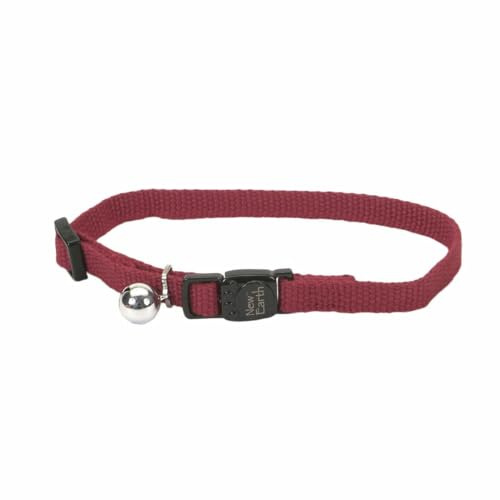 Coastal Pet New Earth Soy Adjustable Breakaway Cat Collar - Eco-Friendly, Odor-Resistant and Adjustable Cat Collar, Cranberry, 3/8 x 08-12