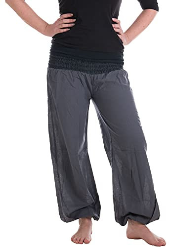 Vishes - Alternative Bekleidung - Sommer Chino Haremshose aus Baumwolle mit super elastischem Bund - handgewebt grau