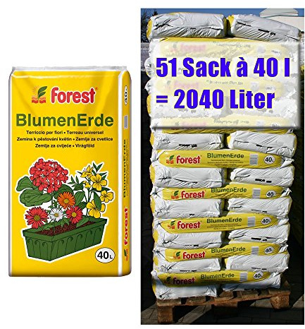Blumenerde FOREST 51 Sack mit je 40 Liter = 2040 Liter Qualitäts Blumen- & Pflanzerde aus Bayern