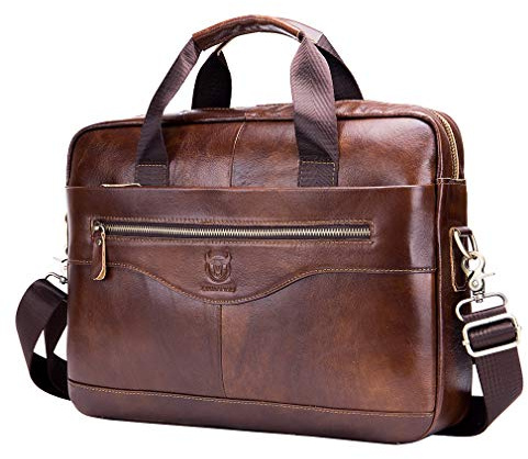 Xieben Leather Shoulder Messenger Bag Briefcase for Men Women Travel Outdoor Business Office Hangbag Laptop Pack Crossbody Sling Pouch Daypack Brown
