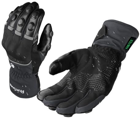 RunSnail 2KP CE Guanti Moto Invernali per Uomini e Donne, Guanti per Moto Impermeabili, Guanti per Motociclisti Lunghi, Guanti Touchscreen per BMX ATV MTB Riding, Racing su Strada (Grigio XXL)