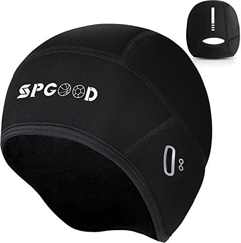 SPGOOD Fahrrad Mütze Radmütze Helm Unterziehmütze Herren/Damen Fahrrad Kappe Sportmütze Laufmütze Bike Warm Cap Winter Winddichte Wintermütze Atmungsaktiv Helmmütze(Schwarz Damen)