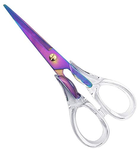 Creechwa Goldschere, Edelstahlklinge mit Acrylgriff, Allzweckschere für Büro, Schule, Zuhause, Stoffschere, Tijeras (16 cm, Regenbogen)