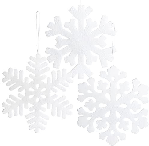 com-four® 3X Schneeflocke XL - Weihnachtsdeko Schneestern zum Anhängen - Anhänger für Weihnachten in weiß - Raumdekoration [Auswahl variiert] (weiß - 3 Stück)