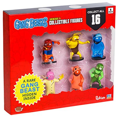 Gang Beasts Action Figure | Confezione da otto | Figurine da 6,3 cm per bambini. Giocattoli supereroi per ragazzi e ragazze. Raccogli 16 mini giocattoli | 1 personaggio raro nascosto giocattoli