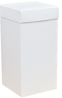 Generico 10X LINO BIANCO 12x12x24 cm Scatola Bomboniera pieghevole con coperchio