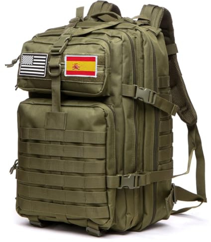 GUJOIN Mochila Tática 50 Litros con Sistema Molle - Gran Capacidad Militar Impermeable para Emergencias de 3 Días Caza Senderismo y Acampadas - Mochila para Actividades al Aire Libre (Verde)