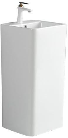 Standwaschbecken, Keramik-Standwaschbecken für Badezimmer, Stand-Badezimmerwaschbecken mit Überlauf, mit heißen und kalten Schläuchen, Außenwaschbecken, Heimbalkon