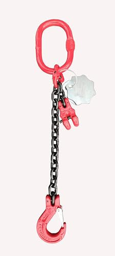 Kettengehänge 1-Strang 6mm nach EN 818-4 hochfest und geprüft Tragfähigkeit:1,12t Beschlagteile nach EN 1677-2 Anschlagkette Krankette Länge:1m mit Verkürzungsklaue