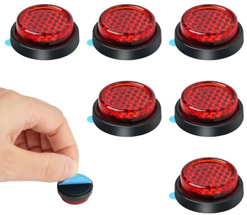 AYBUY 6Pcs Round Motorcycle Reflectors, Stick-on Safety Reflectors, 24mm Mini License Plate Reflectors, Red Light Warning Reflector for Motorcycle Bicycle Trailers Gate Posts