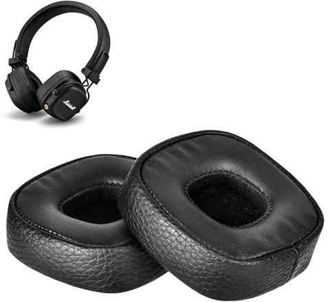 1 Par Almohadilla Auriculares Compatible con Marshall Major III de Espuma de Memoria y Cuero Proteico, Almohadillas Cascos de Repuesto para Marshall Major 3 - Negro