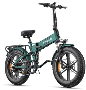 ENGWE Bicicleta eléctrica Plegable | 768Wh 16AH Durabilidad 110KM | 20 × 4.0 Fat Tire Bicicleta Eléctrica | Sensor de Par | Suspensión Completa | 8-Velocidades | Engine Pro 2.0
