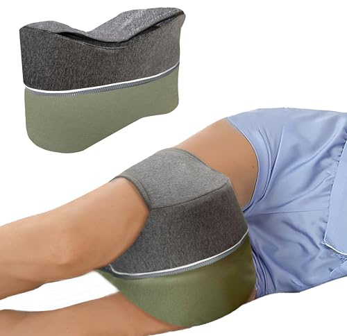 strusery Almohada para Piernas con Memory Foam para Dormir de Lado - Alineación de Columna y Alivio del Dolor de Espalda, Caderas, Rodillas y Ciática, 27x20x16cm, Verde Gris