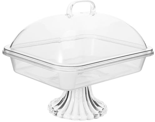 Veemoon Alzata per Trasparente con Coperchio 27 CM Vassoio Porta Torta Rialzato in Rigida Espositore per Dessert e Frutta per Feste e Buffet
