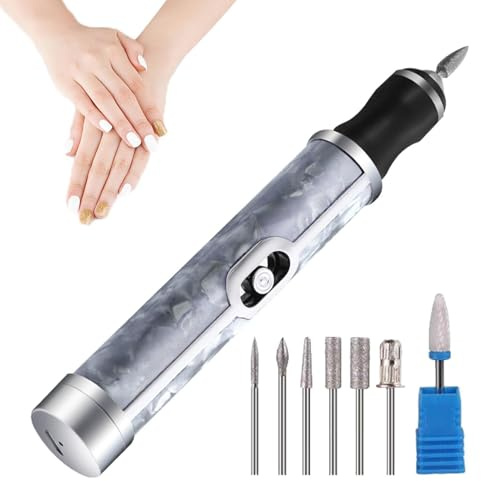 Nail Filer Electric, Toenail Grinder for Thick Toenails Human, 4 Speeds primes Nail Toenail Sander, 500mAh Cordless Toe Nails Grinder Manicure Kit, for Various Nails and Shapes (7 Grinding Heads)