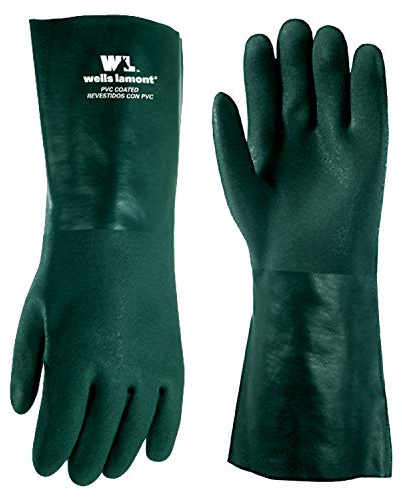 Wells Lamont Heavy Duty 14” PVC Coated Work Gloves | Chemical & Liquid Resistant, Cotton Lined | Men's Large (167L)