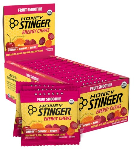 Honey Stinger Organic Fruit Smoothie Energy Chew, Gluten Free & Caffeine Free, for Exercise, Running and Performance, Sports Nutrition for Home & Gym, Pre and Mid Workout, 21.6 Ounces (Pack of 12)